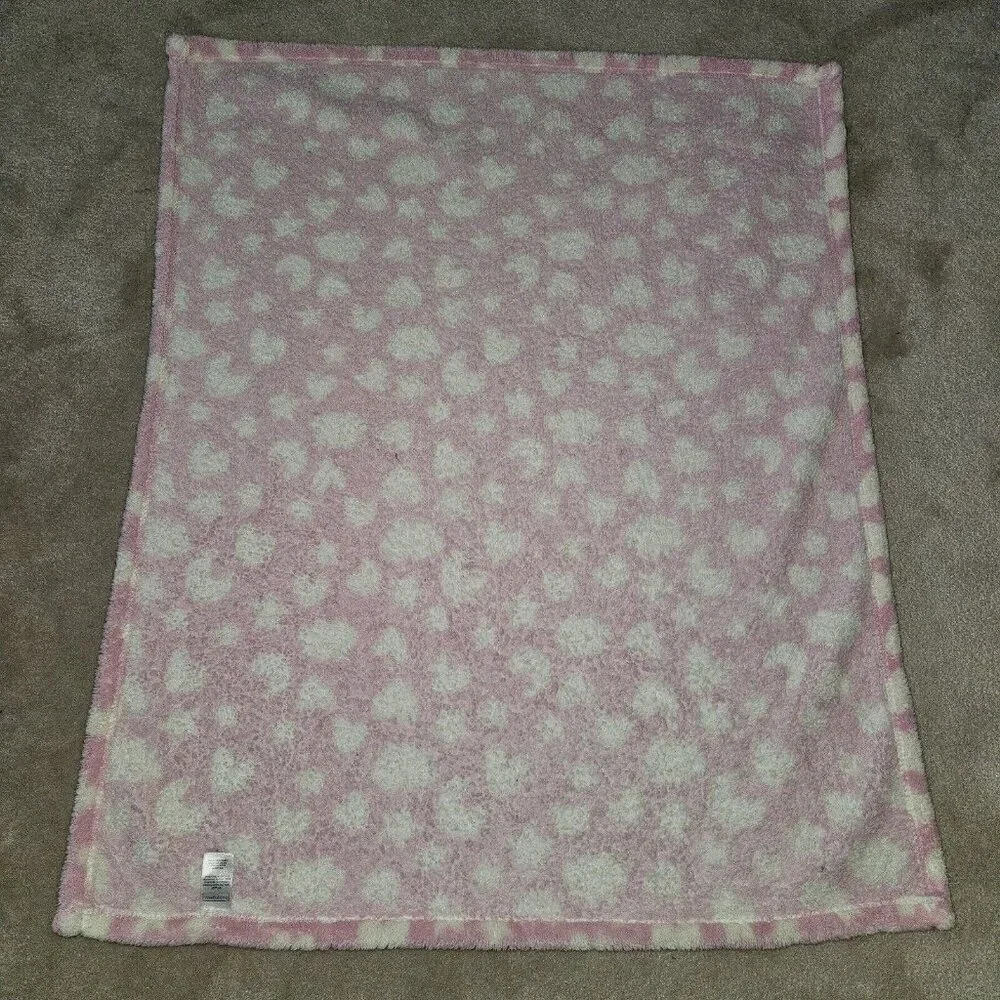 Baby Gear Pink White Fleece Baby Blanket Hearts Stars Moons Clouds 30